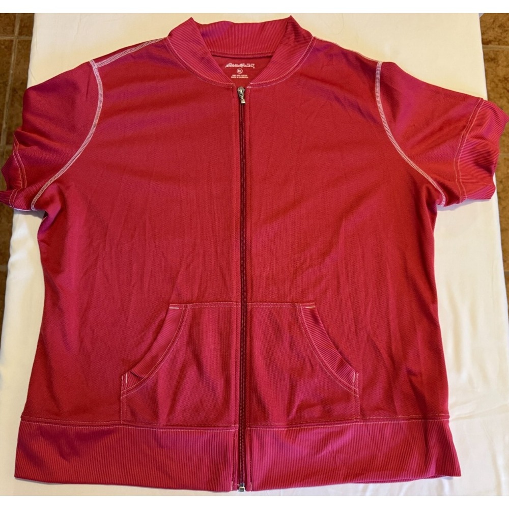 Eddie Bauer Light Weight Full Zip Top - Dark Pink - Size 2XL - 100% Polyester